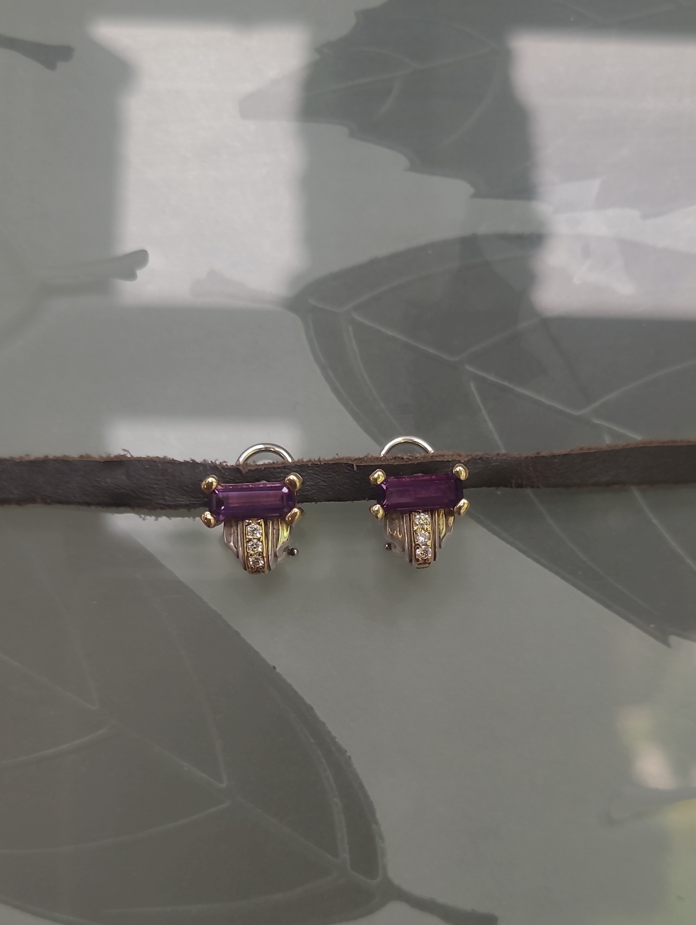LAGOS Caviar 18K Gold and Silver Amethyst and Diamond Earrings